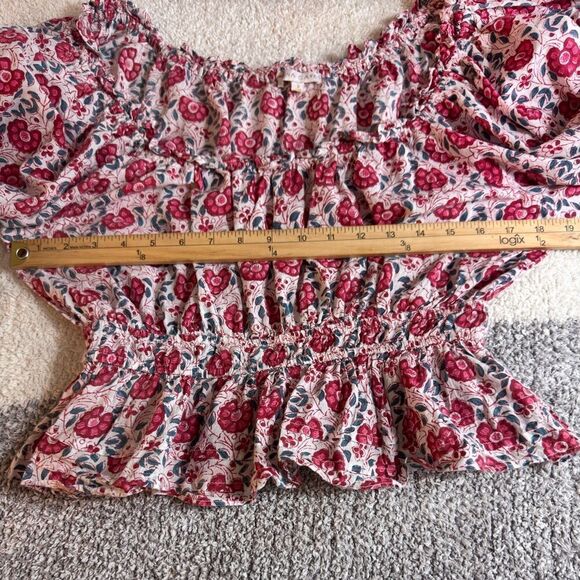 Anna cate Top Womens Size Small floral Off shoulder balloon sleeves Boho Blouse - Picture 7 of 11